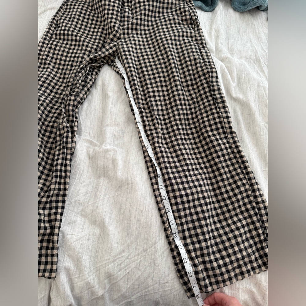 High Rise Linen-Blend Straight Crop Pants - Picture 6 of 8